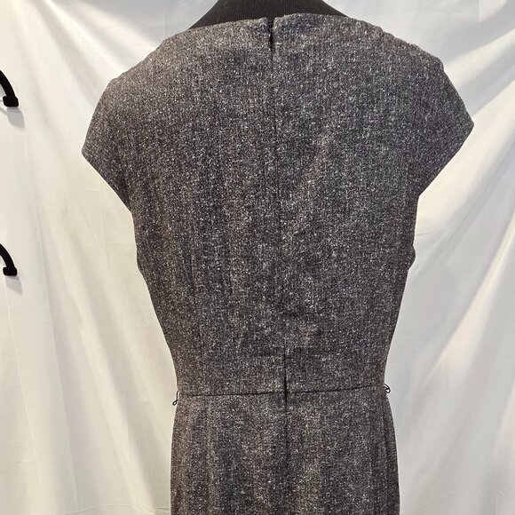 White House Black Market Gray Ruffle Dress Size 14 Lined Slit - Picture 6 of 8